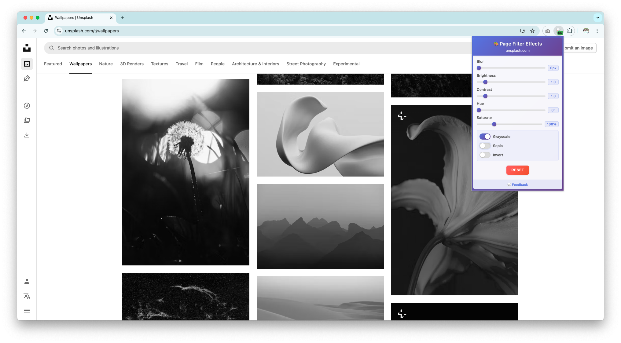 Grayscale filter applied