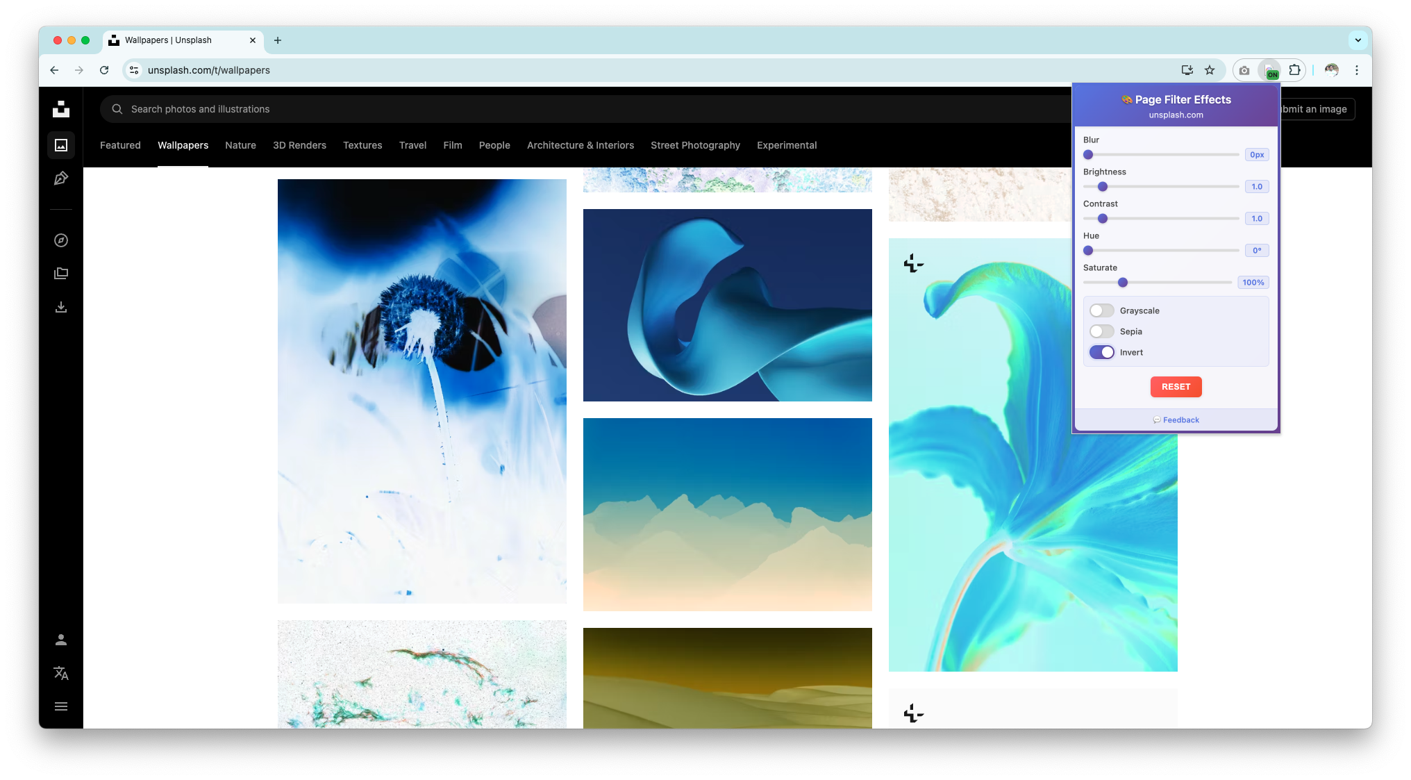 Invert filter applied
