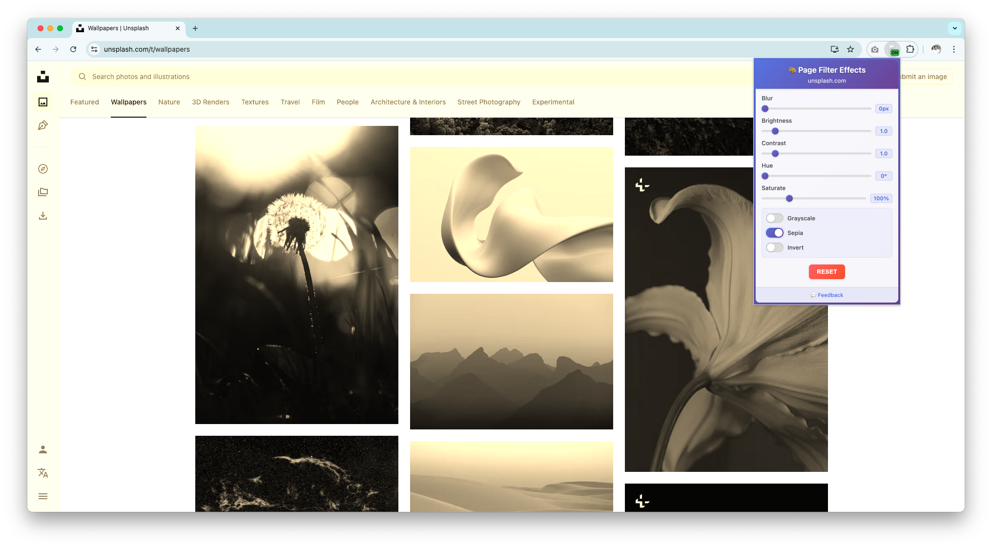 Sepia filter applied